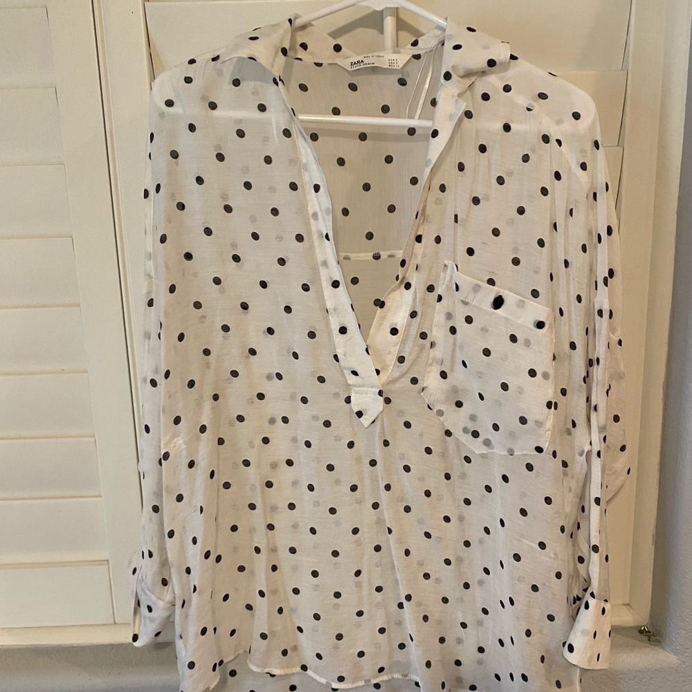 Zara poka dot cover up shirt